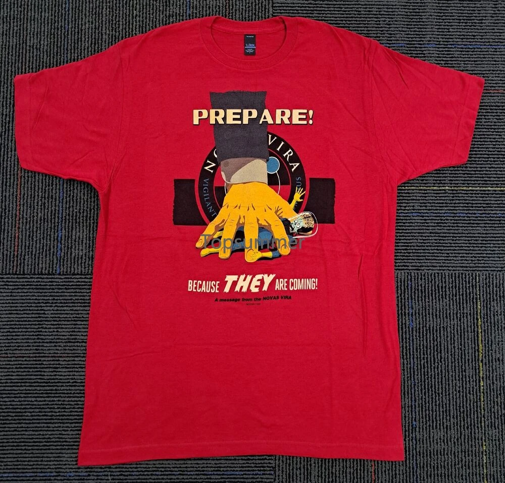 Mars Attaches New Red Shirt Size Large Retro Vintage Art Style Topps Ufficiale