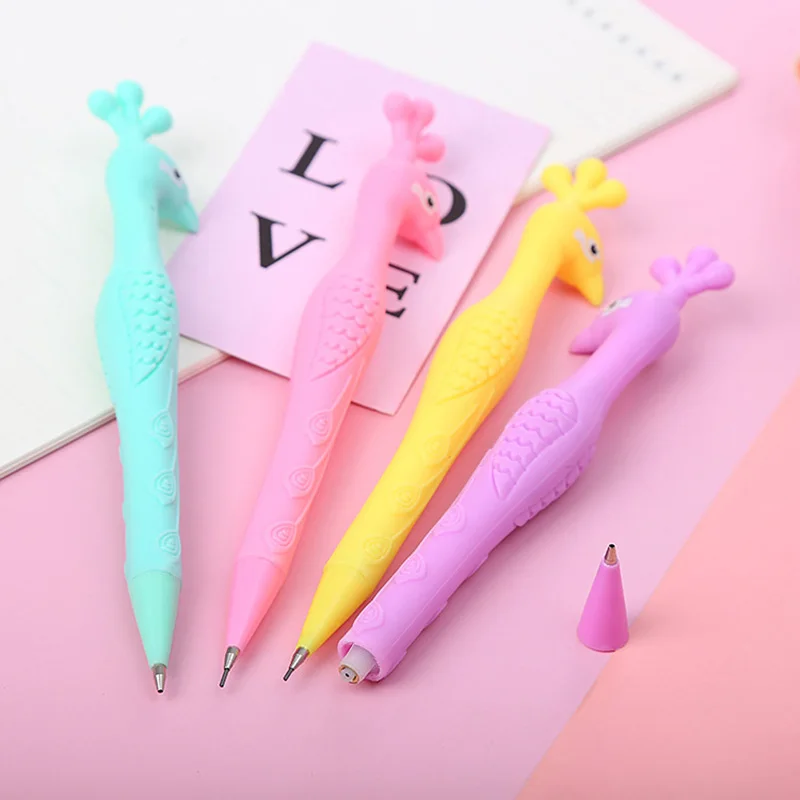 2Pcs Cute Mechanical Pencil Korean School Supplies Kawaii Stationery Peacock Automatic Pencil for Student 2pcs set toilet seat top fix seat hinge hole fixings well nut screws rubber back to wall toilet cover screw cover plate supplies