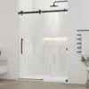 Delavin 56-60.In W X 72.In H Frameless Shower Door, Water Repellent Black Shower Door With 5/16"" (8Mm) Clear Tempered Glass, 1
