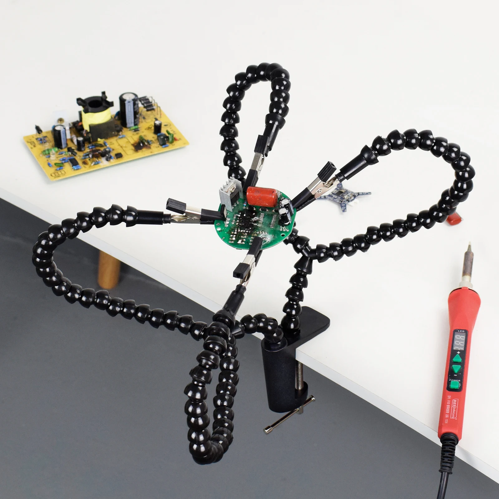 Toolour Soldering Helping Hands Third Hnad Tool PCB Holder Flexible Arms Crafts Jewelry Hobby Workshop Helping Station