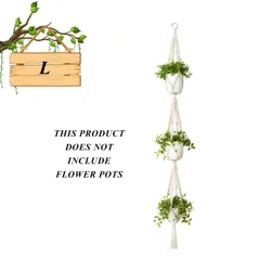 Elevate Your Space: Artisan Macrame Hanging Planter (Beige L)