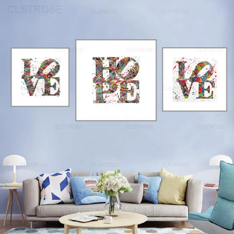

Modern Pop I Love You Letter Canvas Painting Nordic Abstract Street Graffiti Wall Art Posters Interior Decor Living Room Bedroom