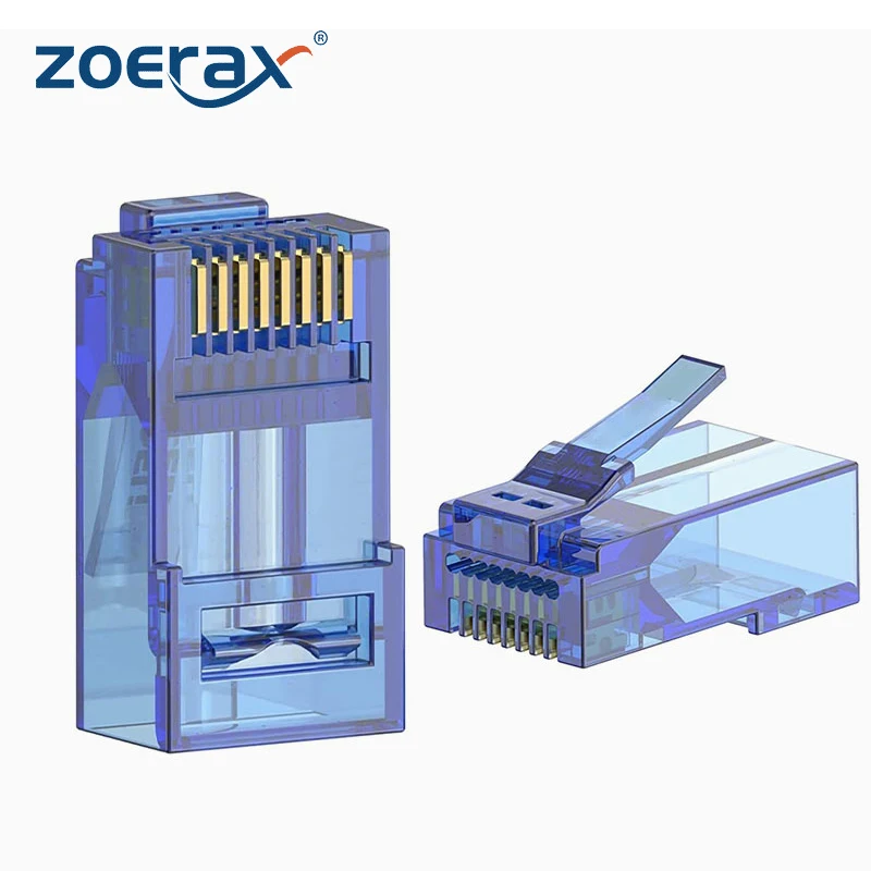 

ZoeRax 100PCS CAT6 RJ45 Connectors Pass Through, Cat6 Ends 8P8C Modular Plug CAT6 CAT5E CAT5 Solid or Stranded UTP Network Cable