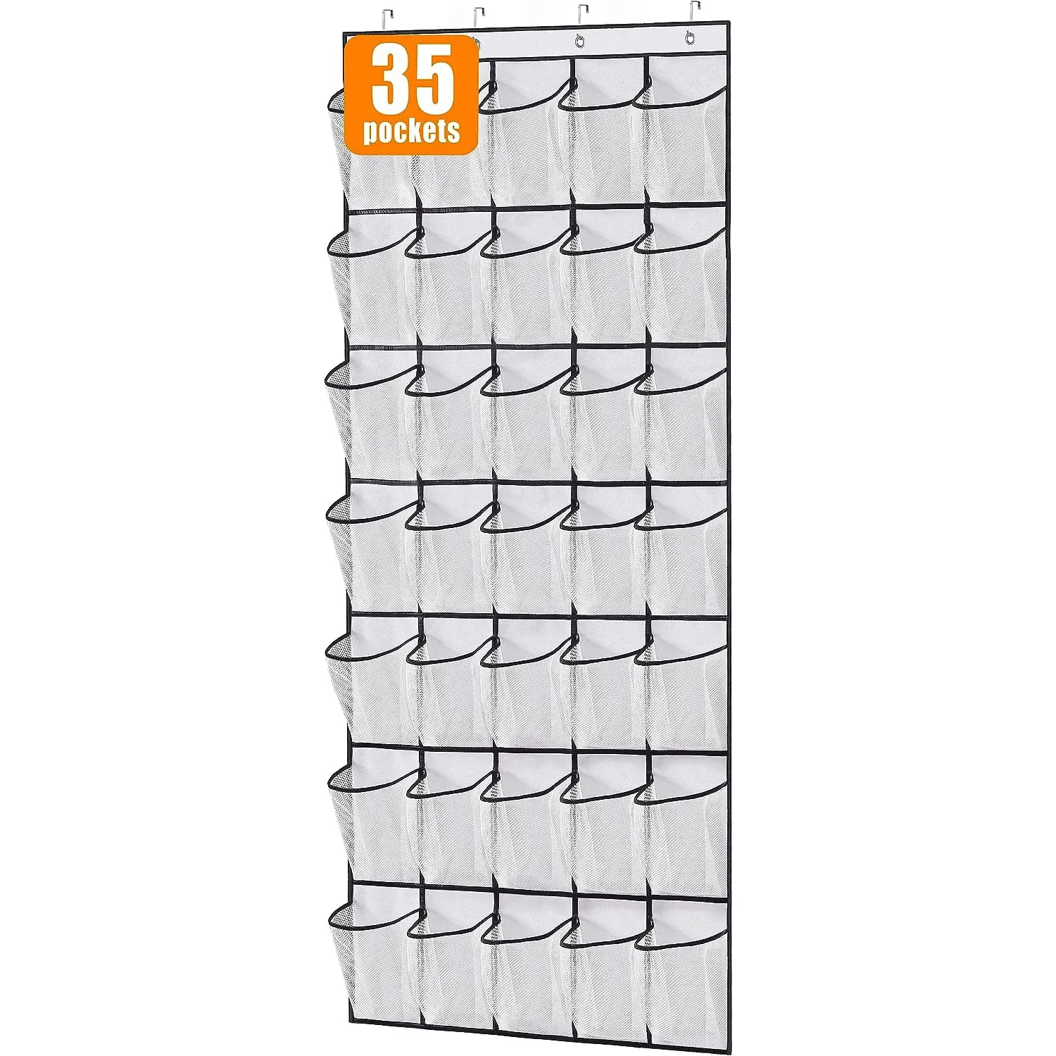Description Picture 2 of item35 Pockets Over the Door Shoe Organizer Large Mesh Pockets With 4 Hooks Transparent Fabric Shoe Rack Storage Bag For Bedroom