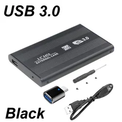 Aluminum USB Type - C External Hard Drive Enclosure with LED Light (USB 3.0 BLACK)