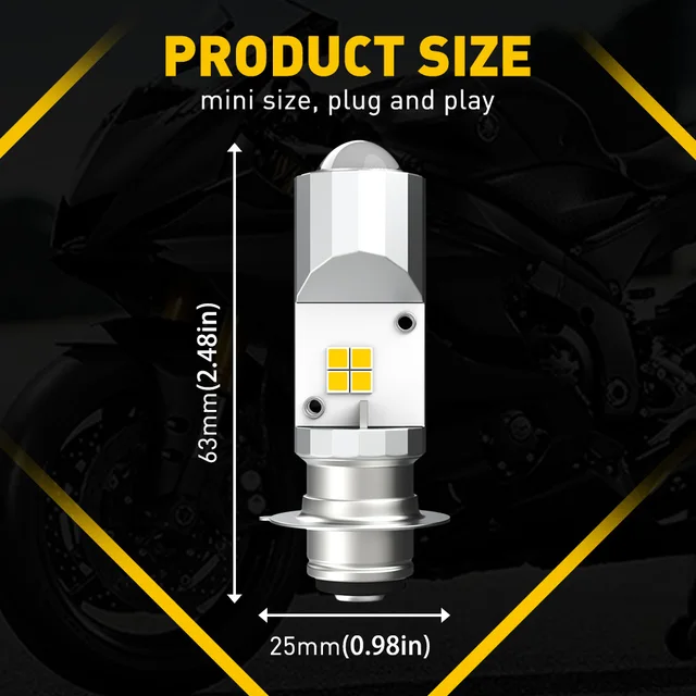 1Pcs AUXITO T19 P15D LED Bulb Canbus for Motorcycle Headlight 12V Hi Lo Beam Dual Color 3200K Yellow 6500K White Motorbike Light