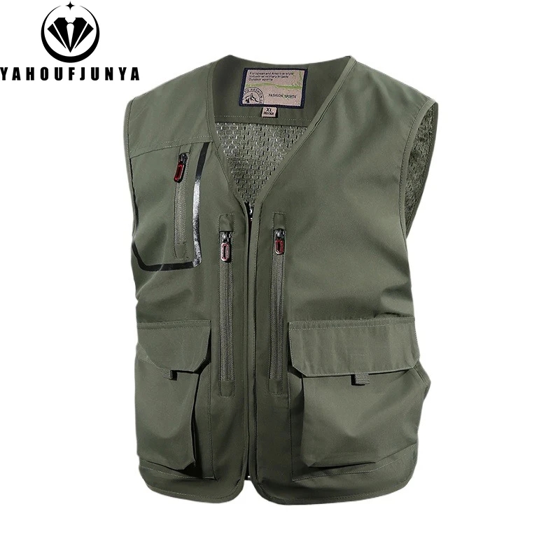Veste sans manches pêche été 2025 homme - Respirante légère multi-poches pour camping et activités outdoor