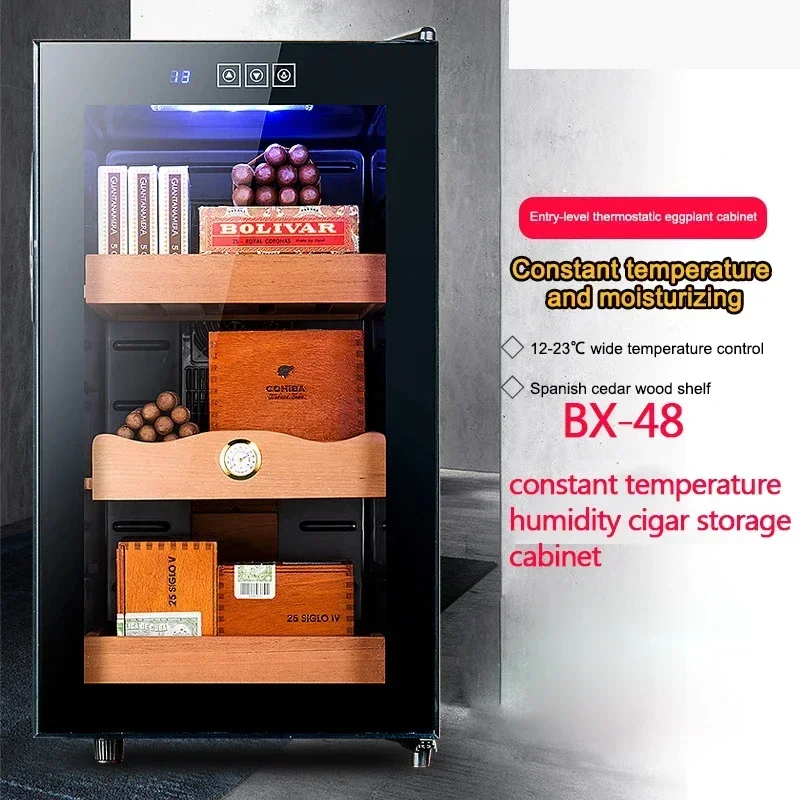 BX-48 Constant temperature 48L Thermostat Humidity cigar storage cabinet Cedar wood shelf electronic refrigeration 3