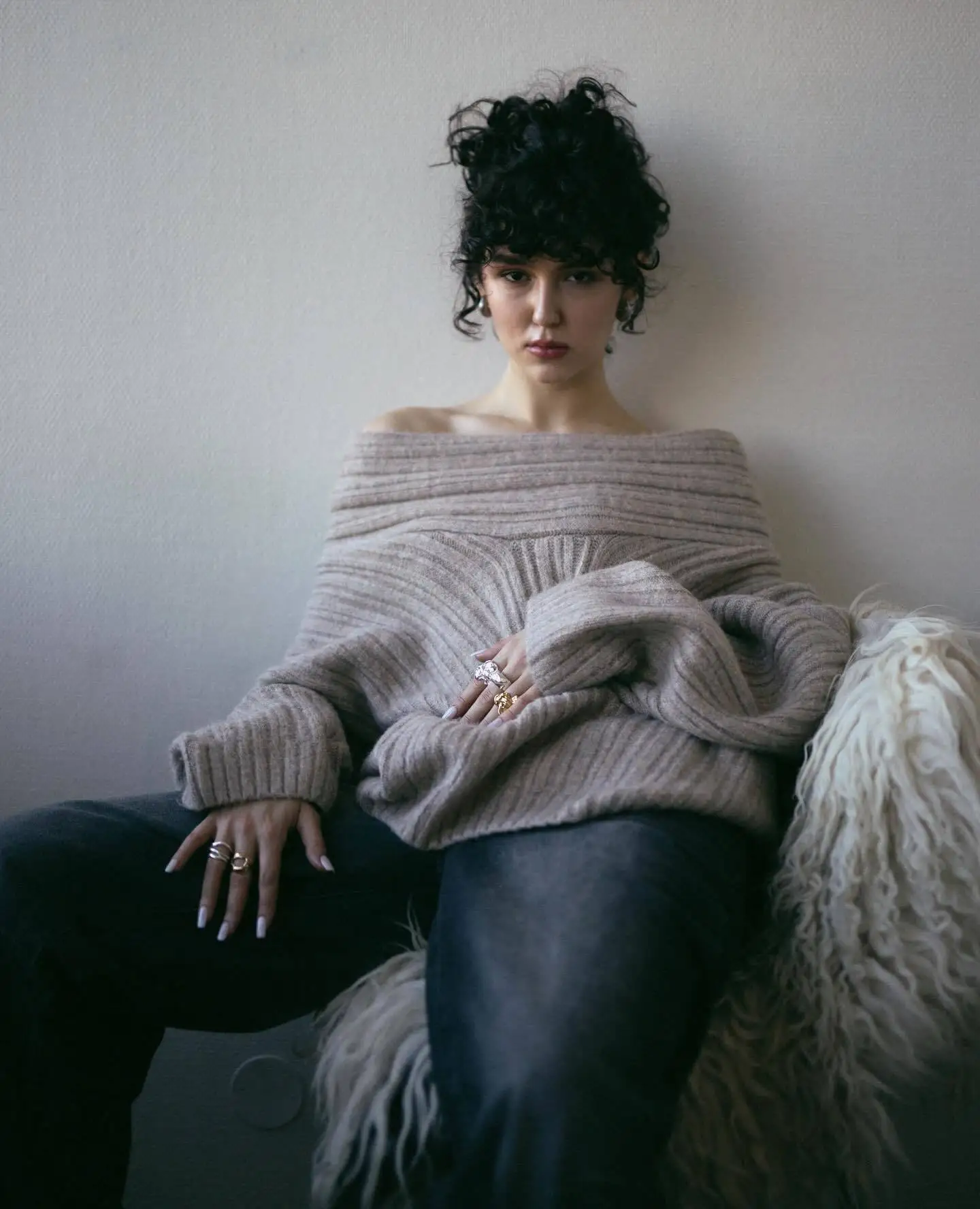 Knit Sweater Pullover For Women Loose Off-Shoulder Ribbed Long Sleeve Fashion Streetwear Knitwear Casual Autumn Sweater