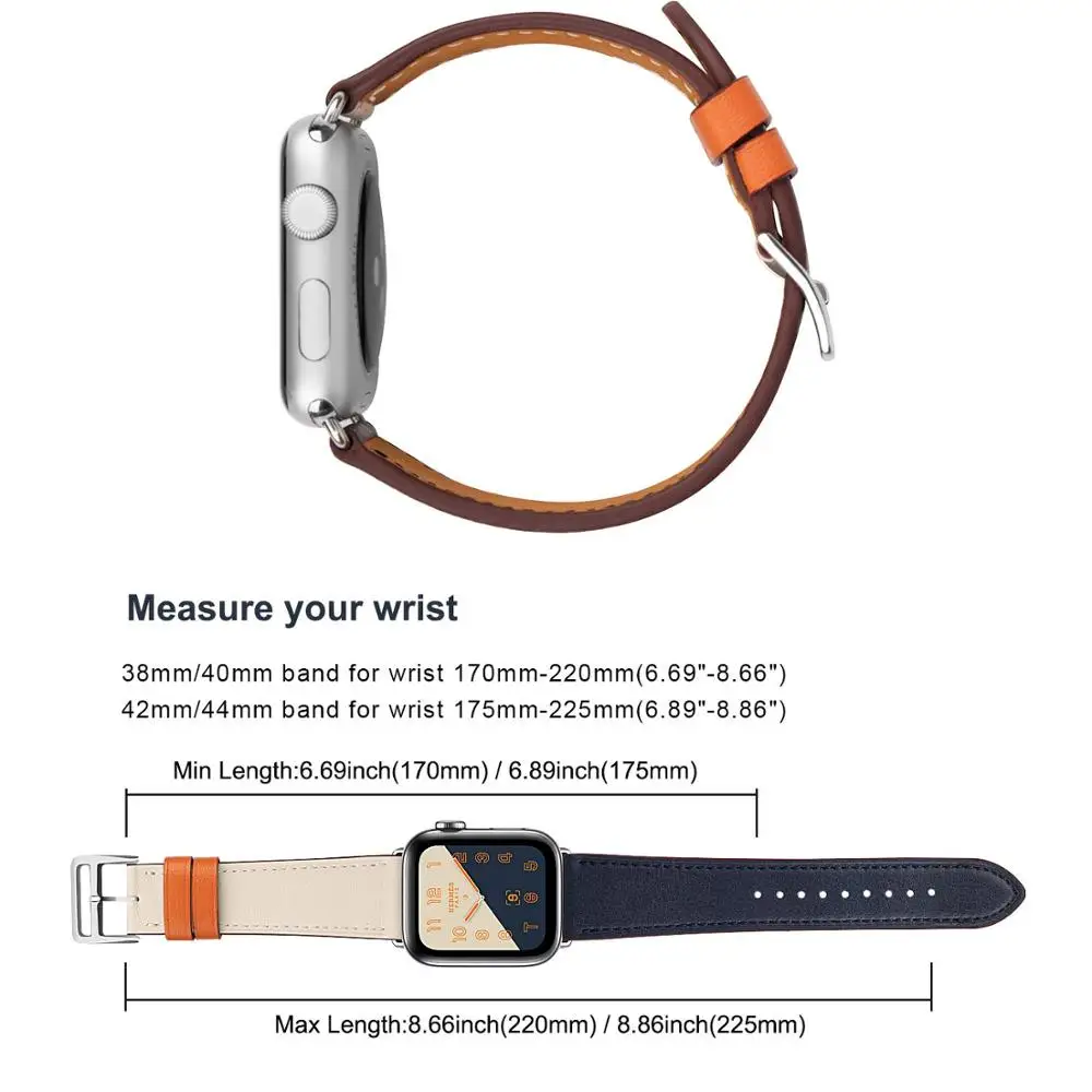 รูปสินค้า สายนาฬิกาหนังแท้ ใส่ได้กับ Apple Watch ทุกรุ่น