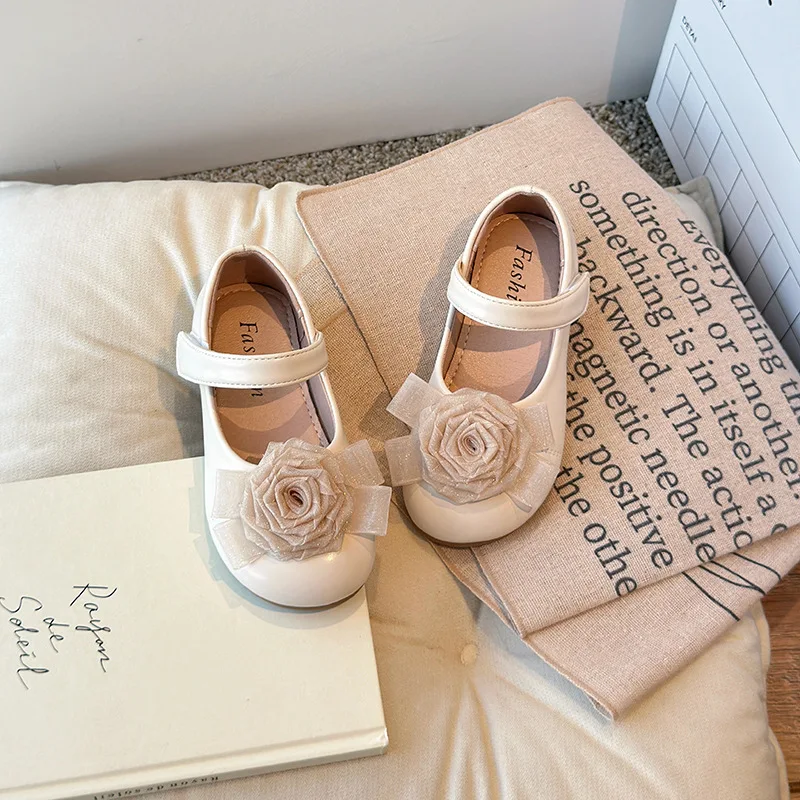 Girls Party Dance Shoes Flower Performance Children Small Leather Shoes Soft Comfortable Baby Kids J345