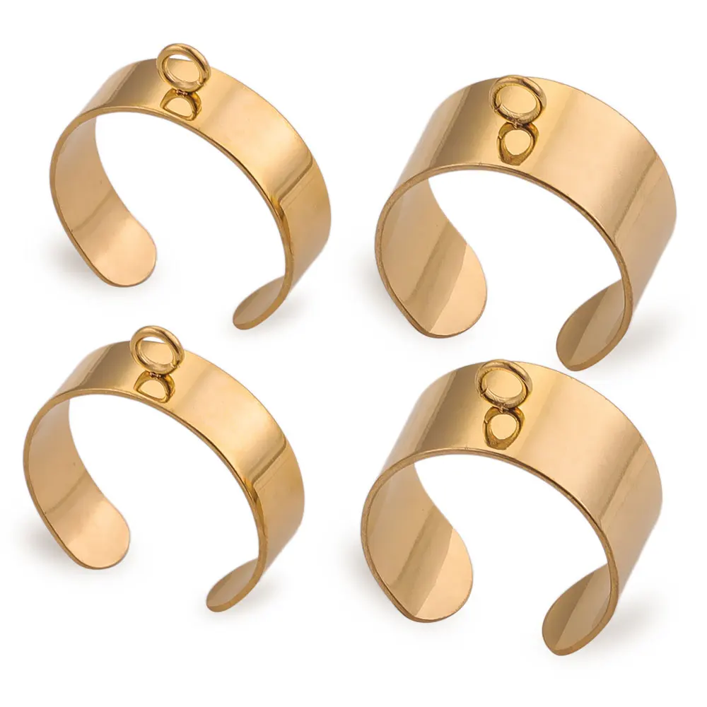 10pcs/lot Stainless Steel Gold Adjustable Open Rings for Jewelry Making with Jump Ring Settings