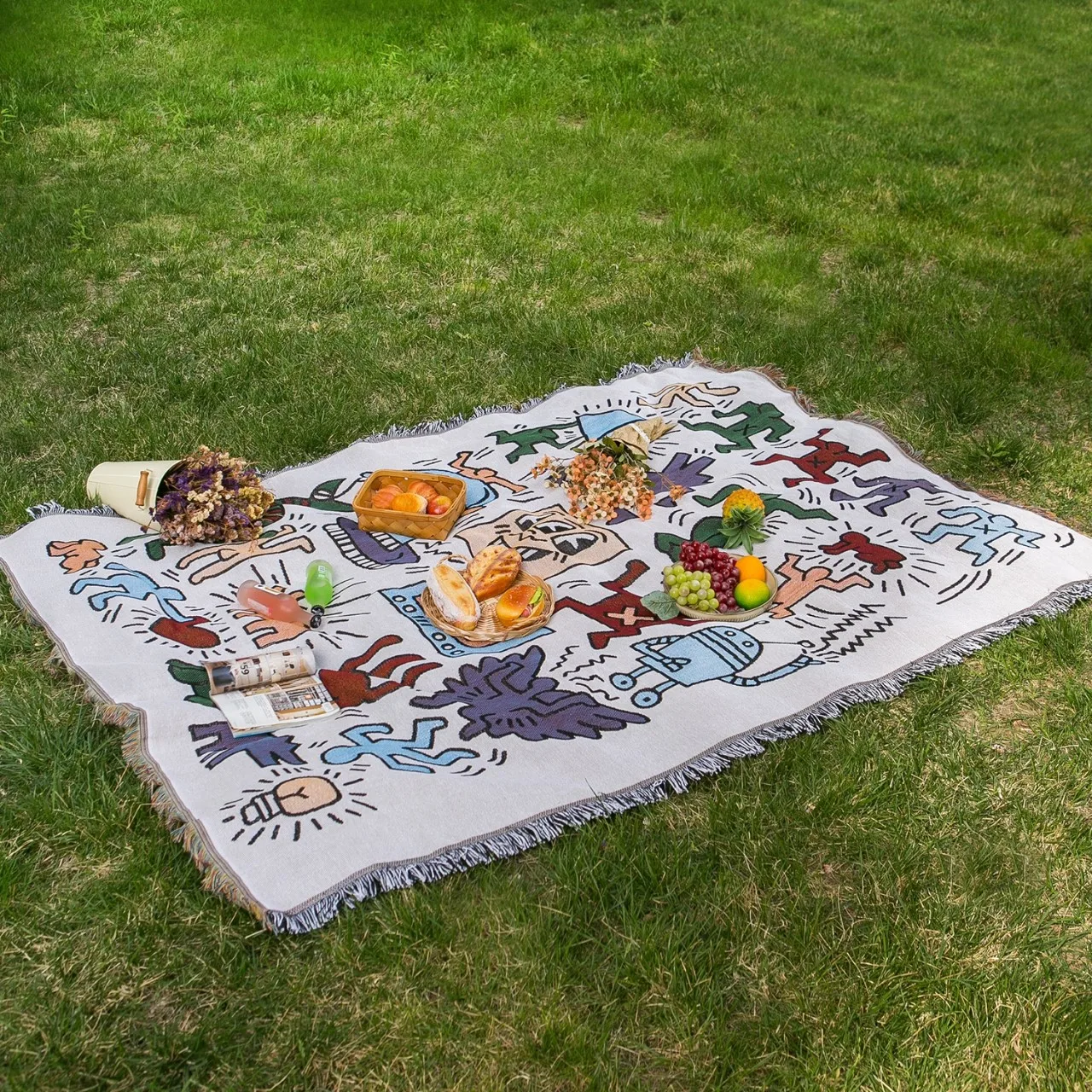 

Bohemian Beach Picnic Blanket 2022 Outdoor Camping Tassels Blanket Ethnic Striped Plaid Blankets for Beds Sofa Mats Travel Rug