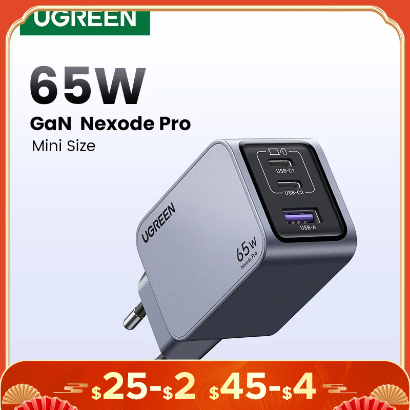 UGREEN 65W GaN Charger Type C Quick Charge 4.0 3.0 USB Charger For iPhone 16 15 14 Pro Macbook Air Laptop Tablet PD Fast Charger