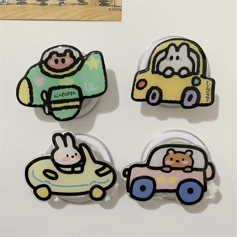 한국식 귀여운 만화 맥세이프 마그네틱 폰 그립톡 스탠드, 아이폰 15 접이식 무선 충전 케이스, 거치대 링