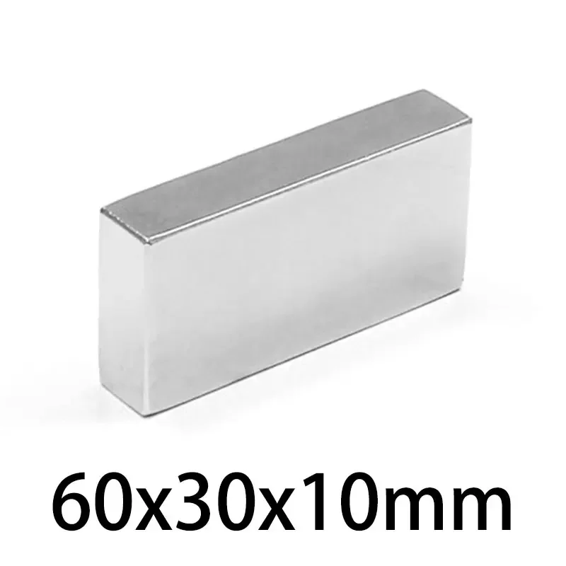 1/2/3PCS 60x30x10mm N35 Super Strong Neodymium Magnet Powerful Block Permanent Magnetic Magnets  60*30*10mm  Magnetic Sheet