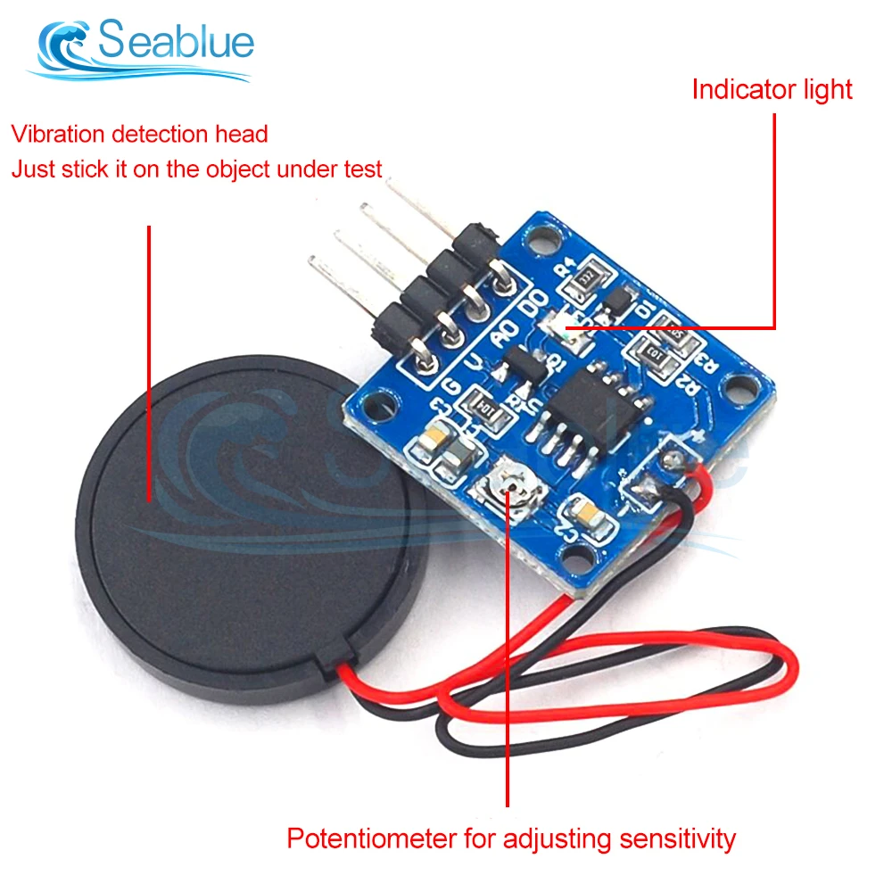 

DC 5V Vibration Sensor Piezoelectric Ceramic Chip Knock Vibration Switch Module Knock Vibration TTL Level/Analog Signal Output