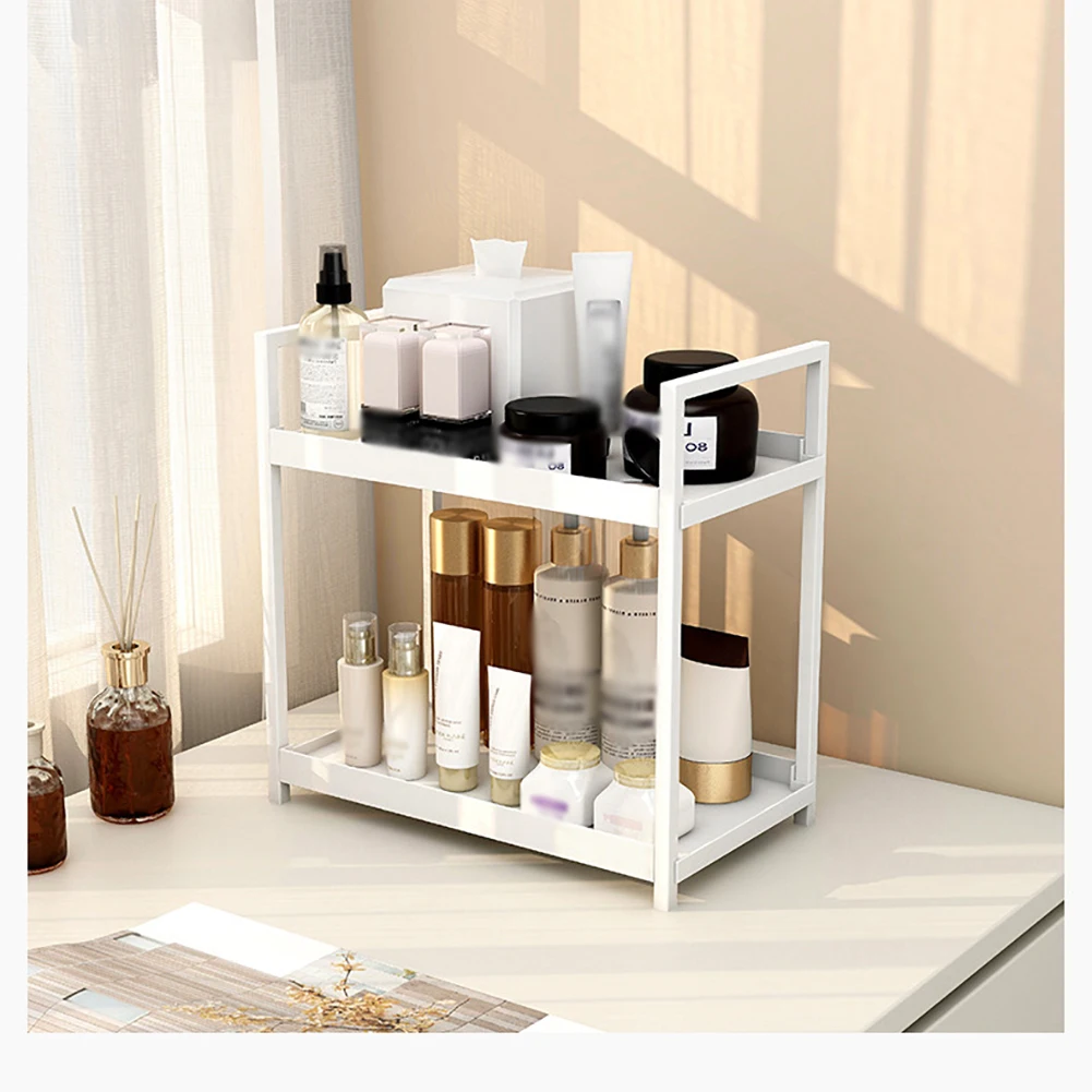 2-stufiges Küchenthekenregal, Badezimmer-Arbeitsplatten-Organizer, Arbeitsplatten-Aufbewahrungsregal für Wohnzimmer, Schlafzimmer, Schminktisch – Detail 10