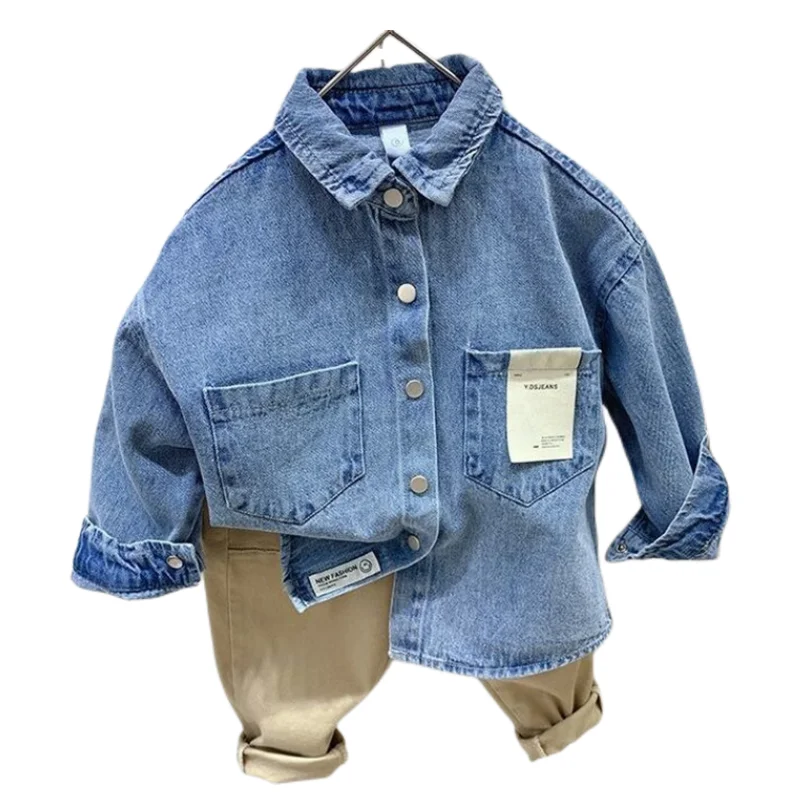 Boys Baby's Kids Blouse Jacket Outwear 2023 New Jean Spring Autumn Shirts Cotton Gift Plus Size Children's Clothing