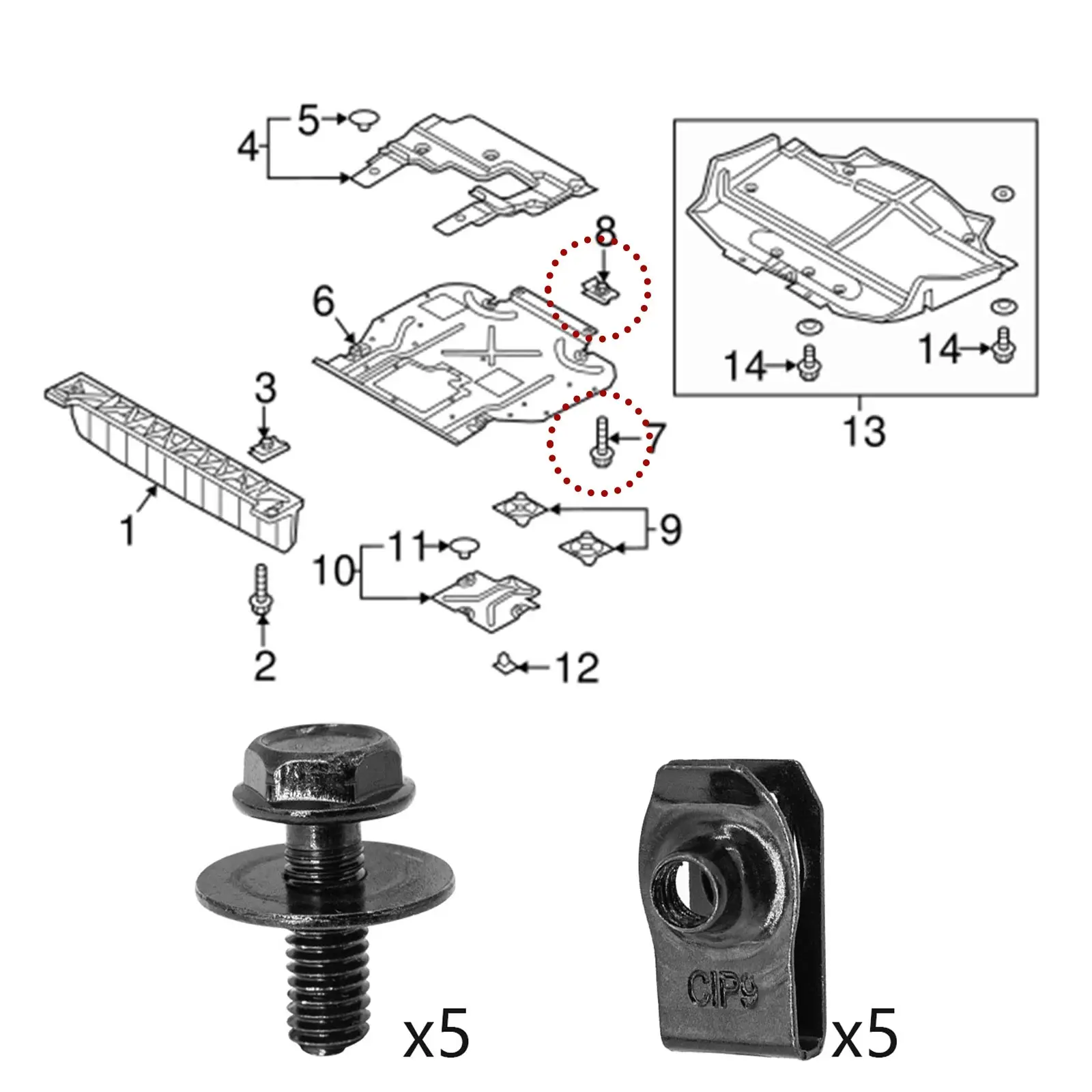 Auto Fasteners 6MM U-Clip Self-Tapping M6 Engine Hood Chassis Cover Protective Body Bumper Fender Lining Metal Screws