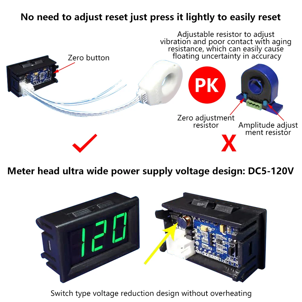 Carro Solar Battery Monitor Voltímetro Amperímetro Carga Descarga Corrente Hall Sensor dc 120v 400a 200a 100a 50a 120v - Image 3