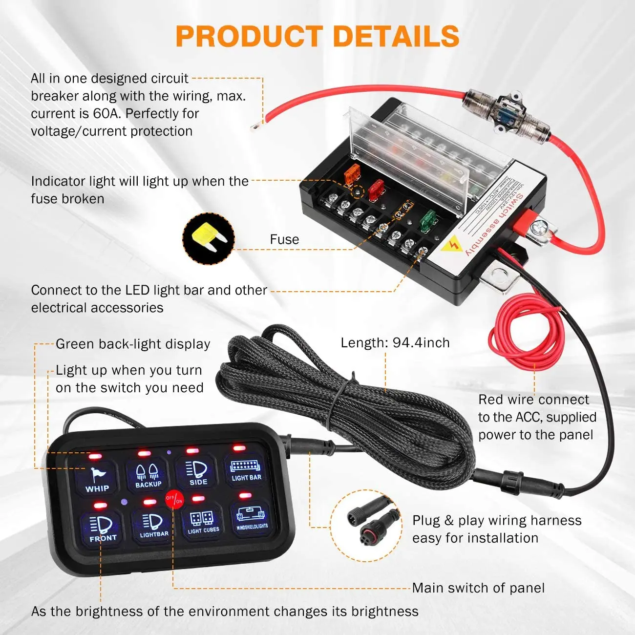 Auxbeam Gangs Universal On-Off Switch Panel LED Light Background Power  System Control Electric Relay System for SUV CAMPER RV AliExpress