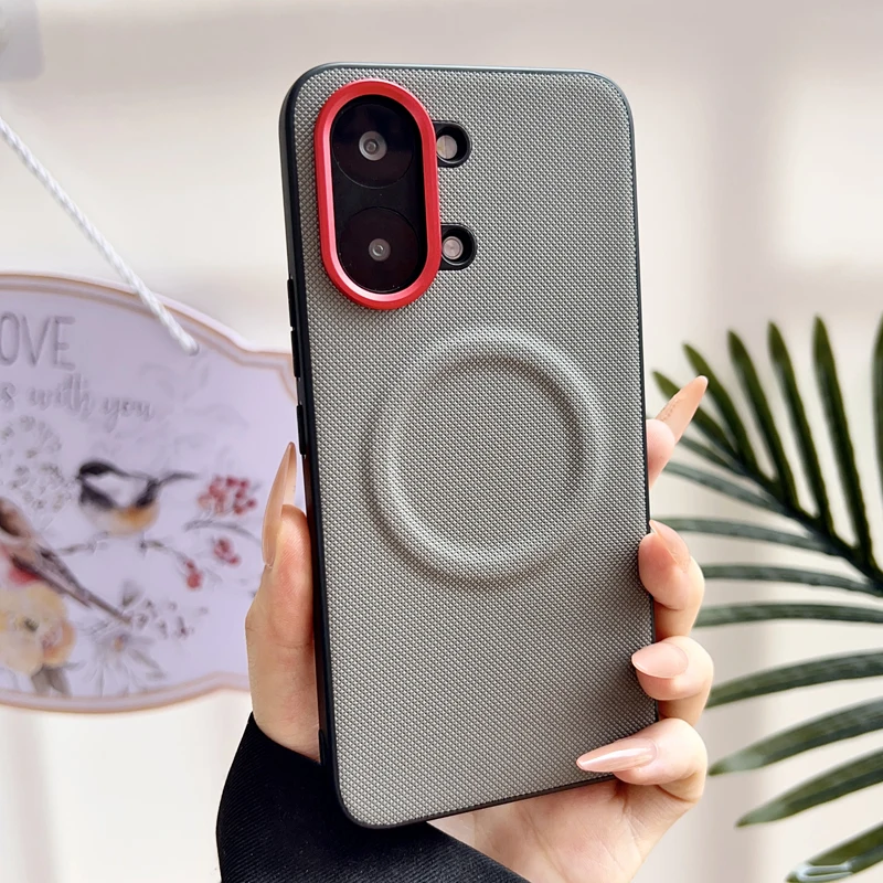 Enhanced Protective Case with Magnetic Soft TPU and Diamond Pattern Leather Back - Anti-Fingerprint Cover