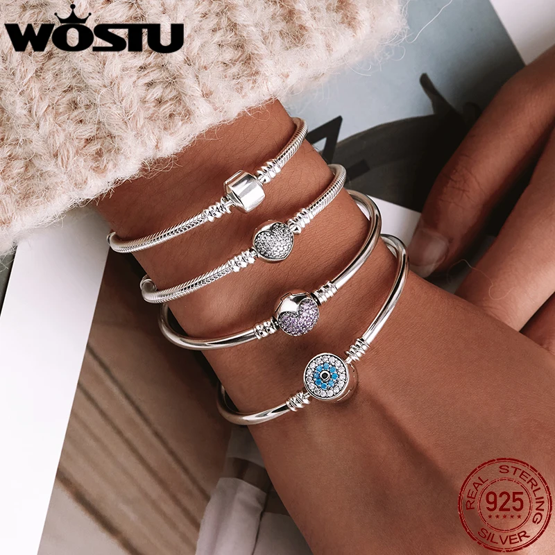 3 Styles 925 Sterling Silver Chain Bracelet Bangle Fit DIY Charms Bead For Women Jewelry, bracelet jewelry
