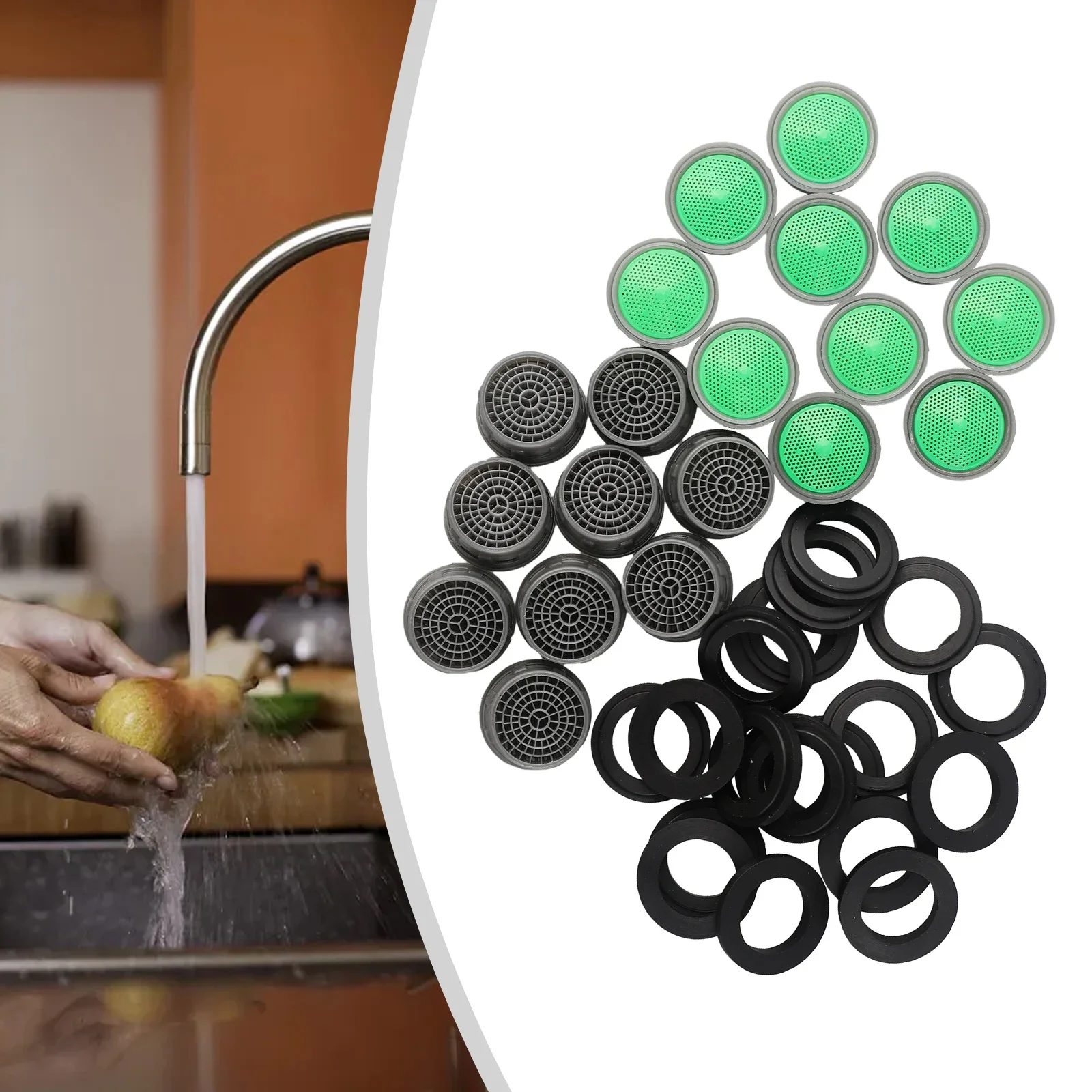 20 ชิ้นใส่ Sink Aerator อ่างล้างหน้าก๊อกน้ํากรอง Aerator Flow Restrictor เปลี่ยนชิ้นส่วนก๊อกน้ําห้องครัวอุปกรณ์เสริม 1