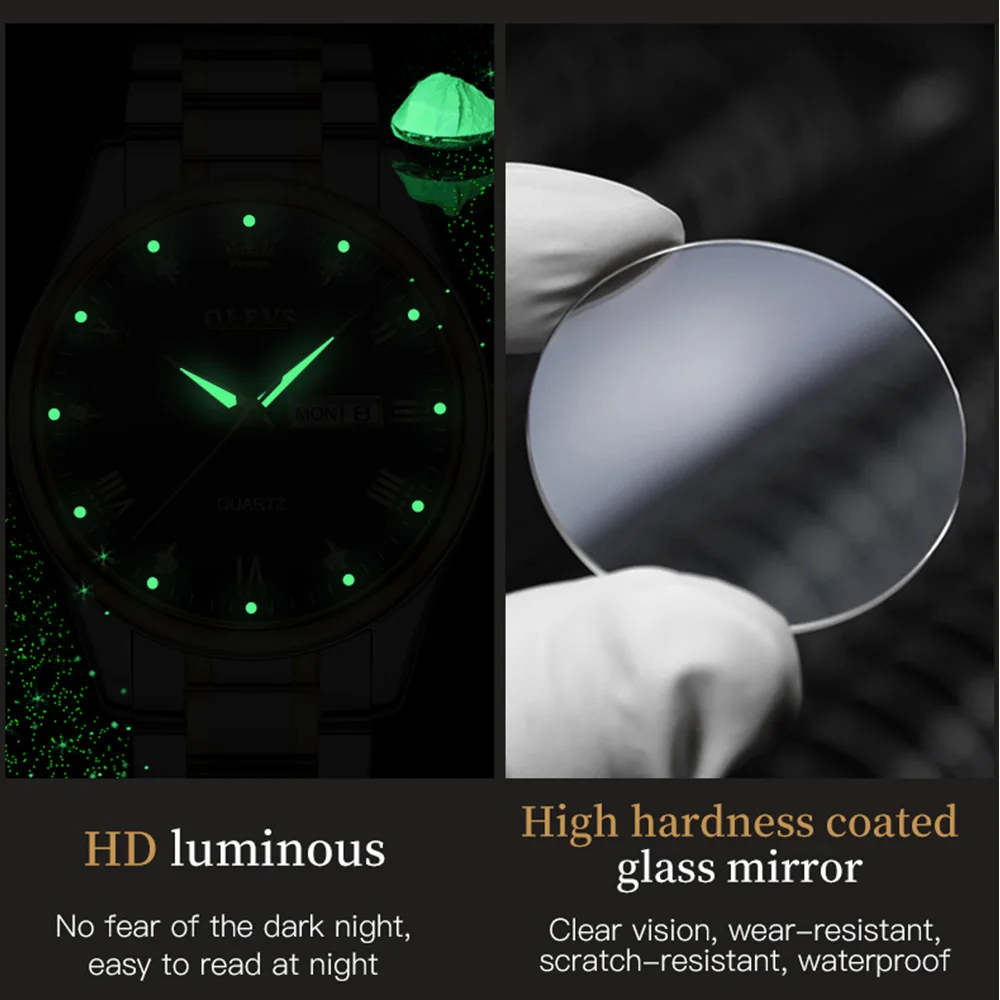 OLEVS New Couple Watch Fashion Brand Luxury Stainless Steel Watch for Men and Women Waterproof Luminous Quartz Wrist Watch Reloj