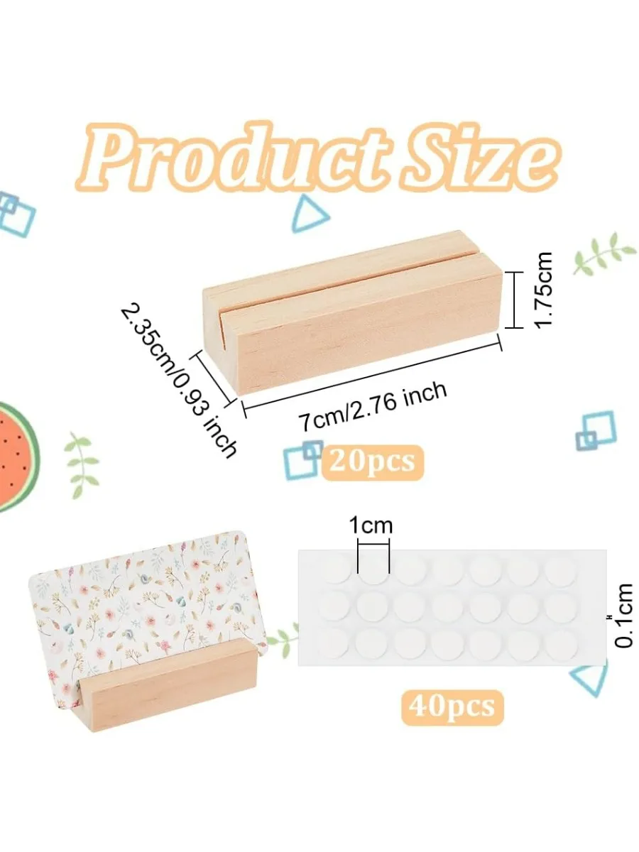 20PCS Wood Place Card Holders Wood Name Card Holder Table Number Stands for Wedding Party Events Decoration Double Sid