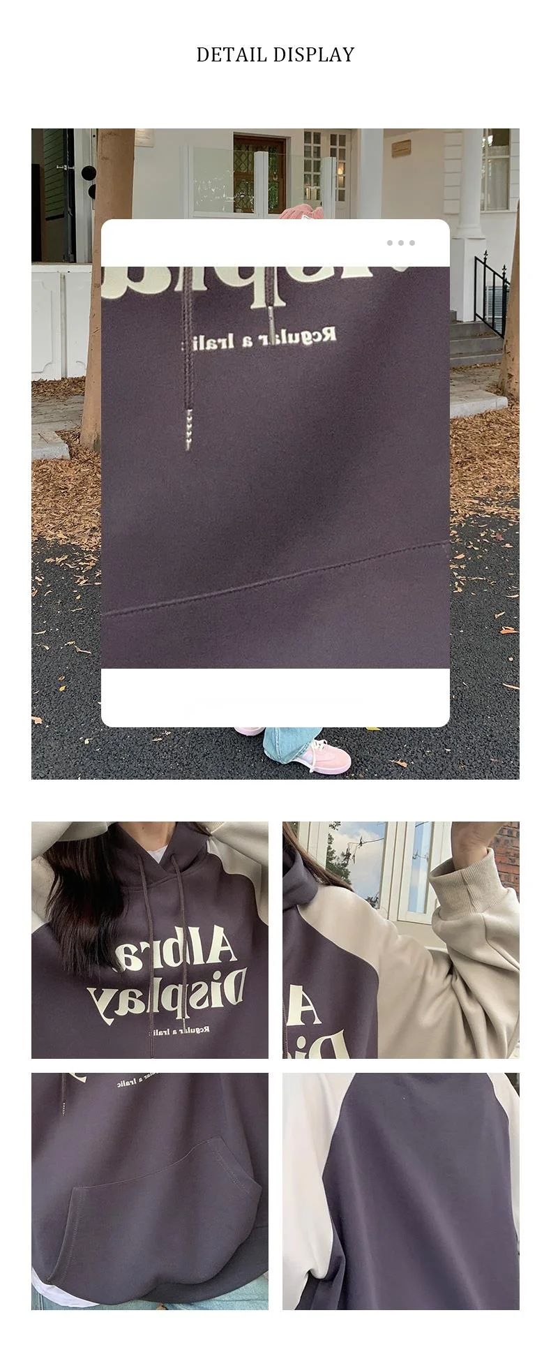 Großer Damen-Kapuzenpullover mit Farbblock-Print und lässigem Fleece-Pullover_voghion.com