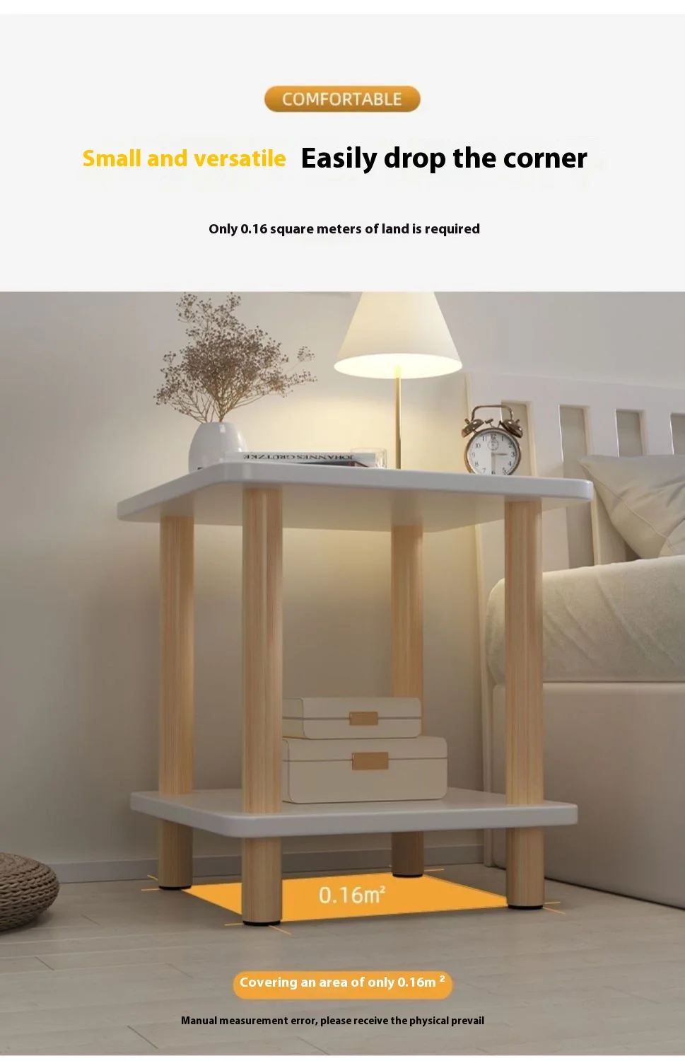 Description Picture 5 of itemjoinery Bedside table all solid wood simple modern bedroom Nordic log storage storage small household economic bedside cabinet