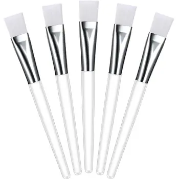 10pcs strumento per il trucco per la cura del viso della pelle manico bianco spazzola per applicatore di maschera di fango facciale per capelli sintetici rosa