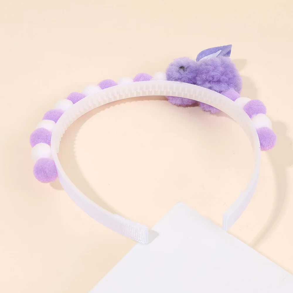 2Pcs Rabbit Fur Ball Headband Cute Rainbow Cartoon Unicorn Bow Hair Bands For Girls Children Kids Diadem Headdress Accessories