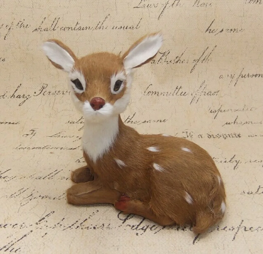 

new creative simulation deer toy handicraft plastic&fur sika deer doll gift about 13x13cm