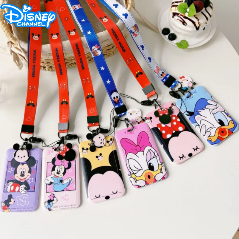 Disney Id Card Holder Mickey Mouse ABS Hanging Neck Long Rope Card