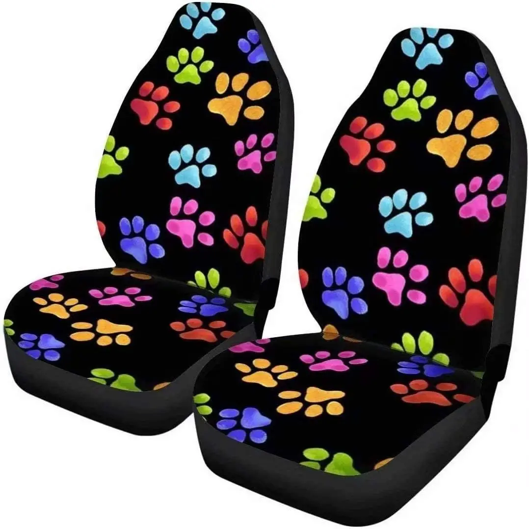 Colorful Dog Paw Print Seat Covers For Women Front Seat Covers Bohemia colorful-dog-paw-print-seat-covers-for-women-front-seat-covers-bohemia