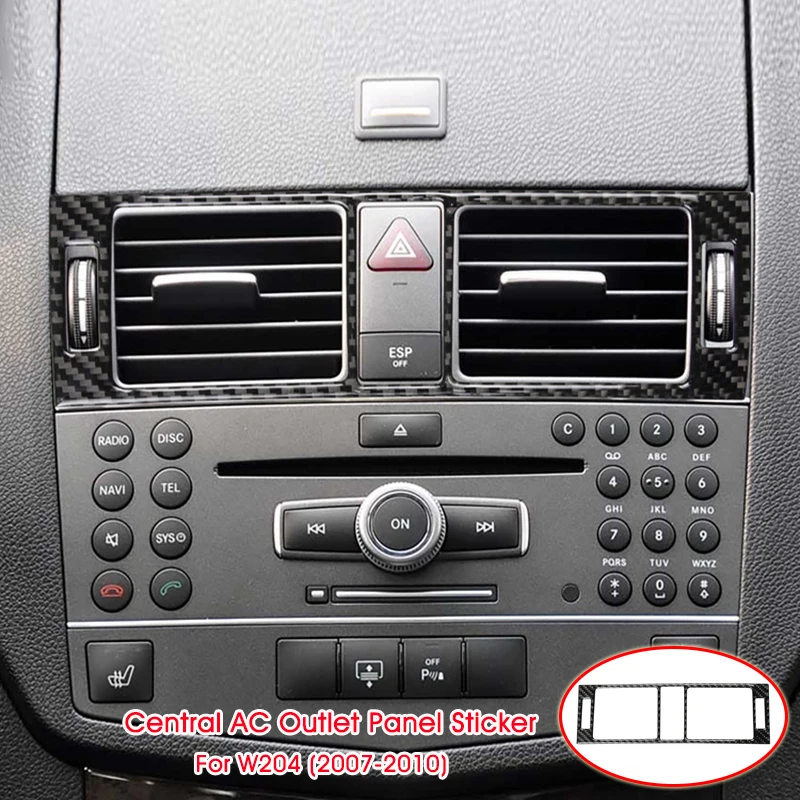 

Carbon Fiber Sticker For Mercedes Benz W204 2007-2010 Interior Decals Central Contral Air Conditioning Outlet Panel Cover Trim