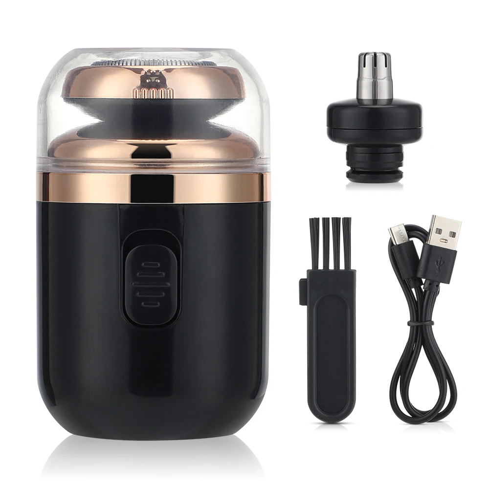 Mini Washable Electric Razor electric shaver Travel Razor Type-c Charging Capsule Shaver Nose Hair Trimming Double Ring Knife Net