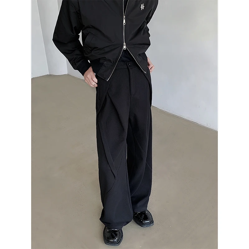 

Black Suit Pants Men Fashion Society Mens Dress Pants Korean Loose Straight Wide Leg Pants Mens Office Formal Trousers M-2XL