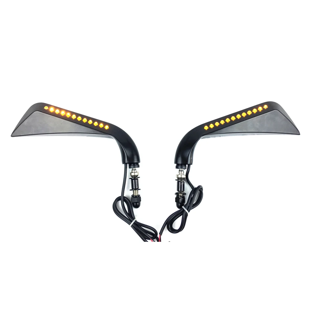 Motorcycle Sickle Rearview Side Mirror With LED Flowing Water Turn Signal Light For Harley Dyna Fatboy Softail Sportster - - Racext 19