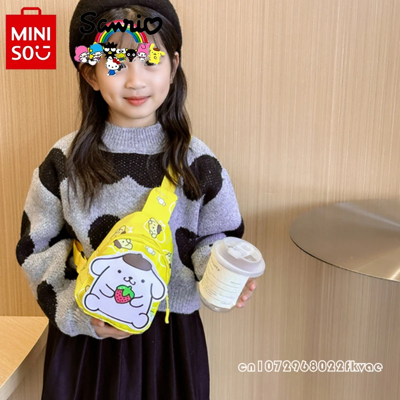 Miniso Sanrio New Children's Waist Bag Fashionable and High Quality Girl Chest Bag Lightweight Boys Crossbody Shoulder Bag