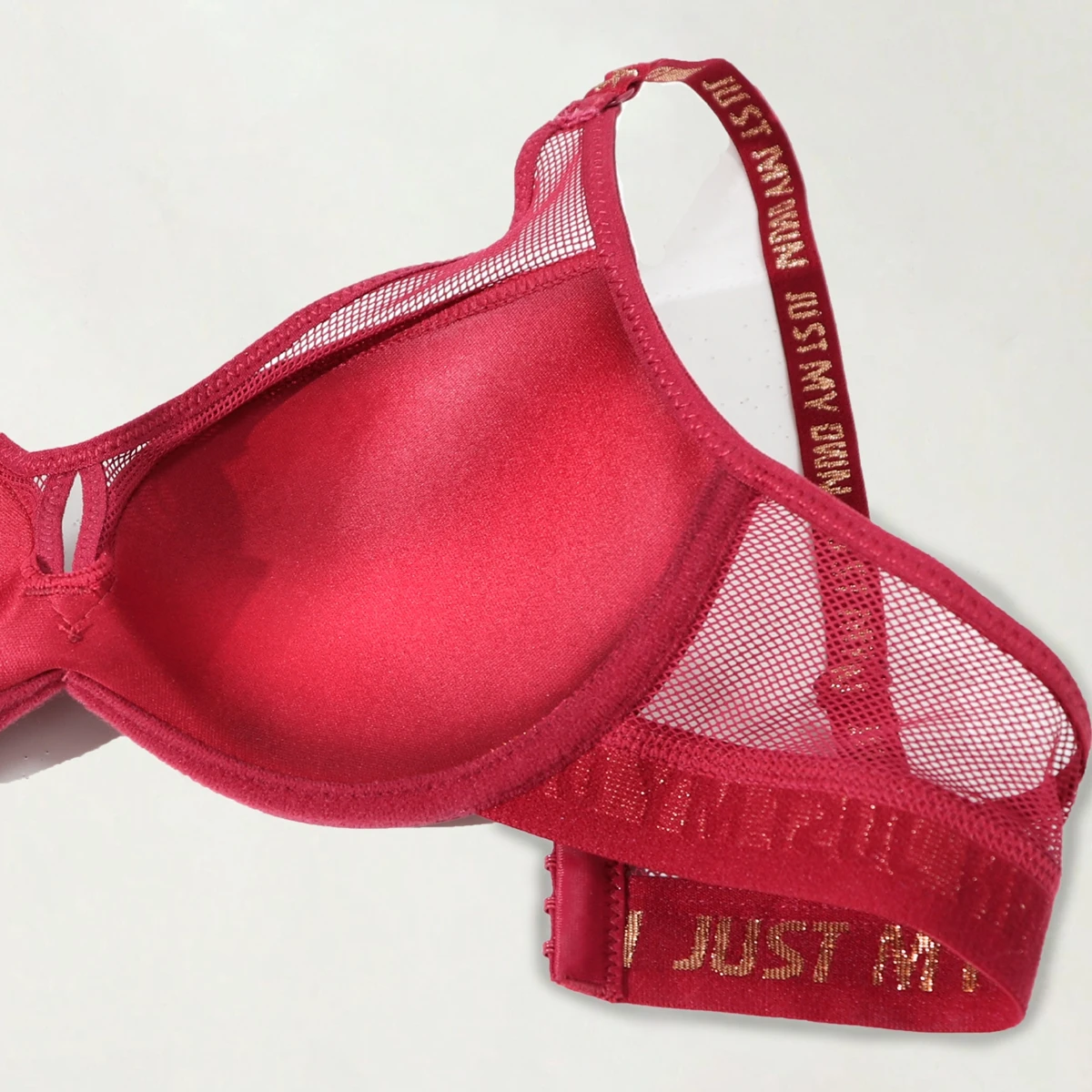 BEAUWEAR Thick Pad Push Up Bra with wire for Small Chest Women Letter Print Mesh Underwear Breathable 75B 80B 85B 90B - Image 5