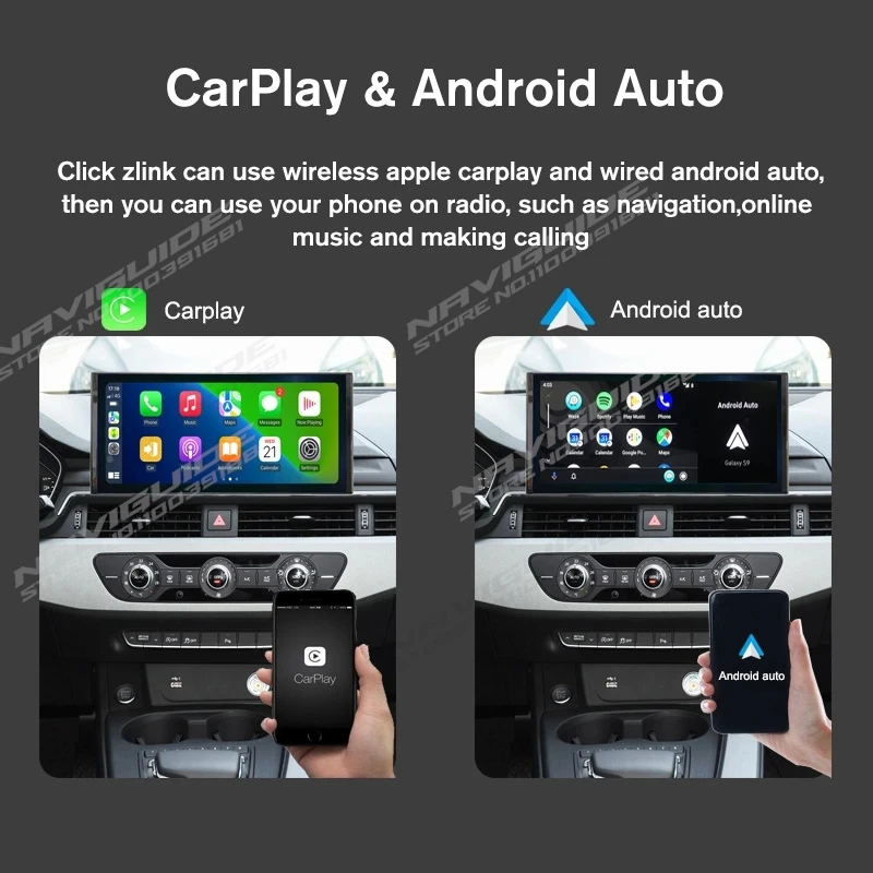 NAVIGUIDE 자동차 라디오 멀티미디어 플레이어, 자동차 헤드유닛, GPS, 4G, 와이파이, BT, ID8 UI, 10.25 인치, 안드로이드 13 카플레이 화면, 아우디 Q3 2013-2018