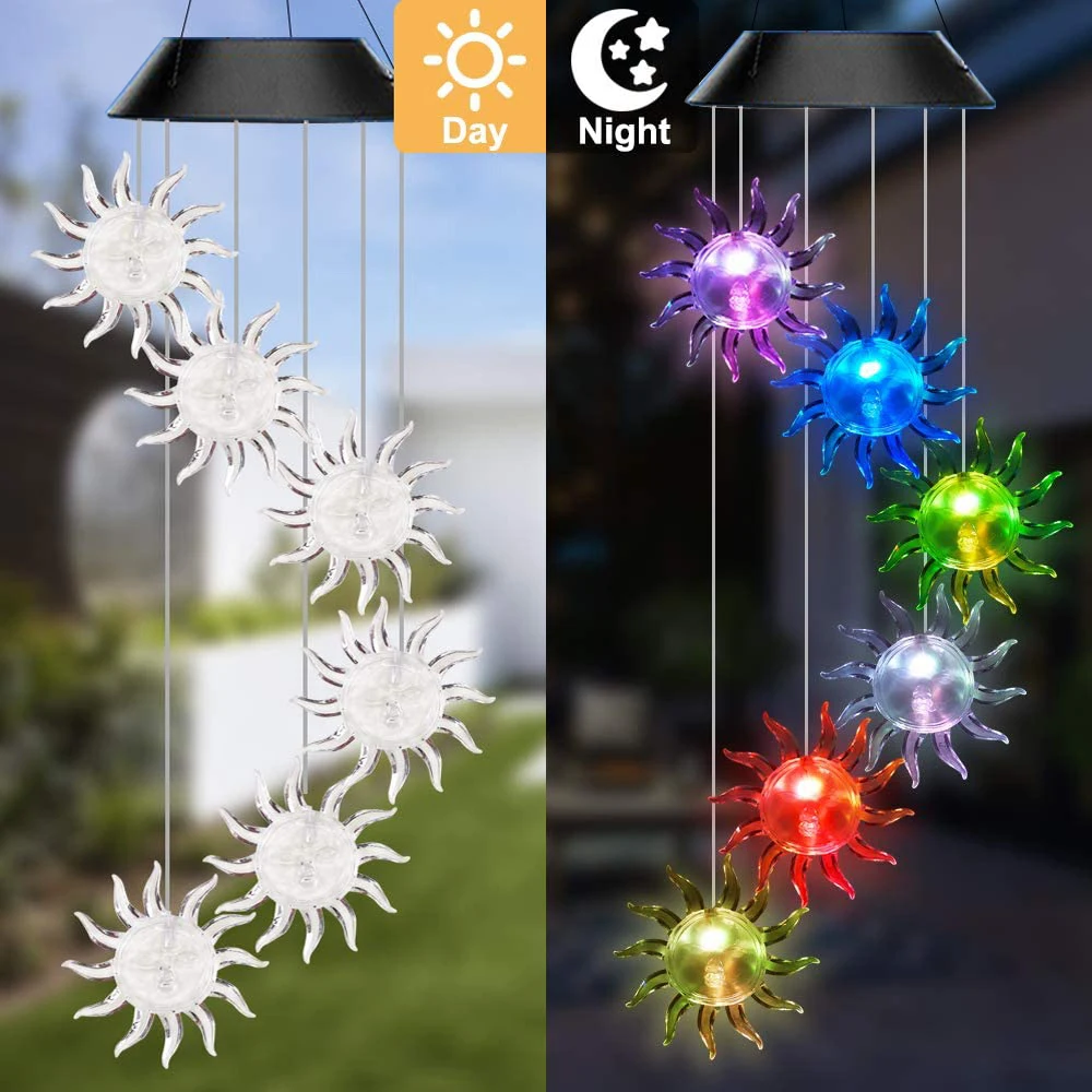 Color changing Solar Wind Chime Crystal Ball Hummingbird Wind Chime Lamp Waterproof Outdoor Use for Courtyard Garden Decoration outdoor solar spot lights Solar Lamps
