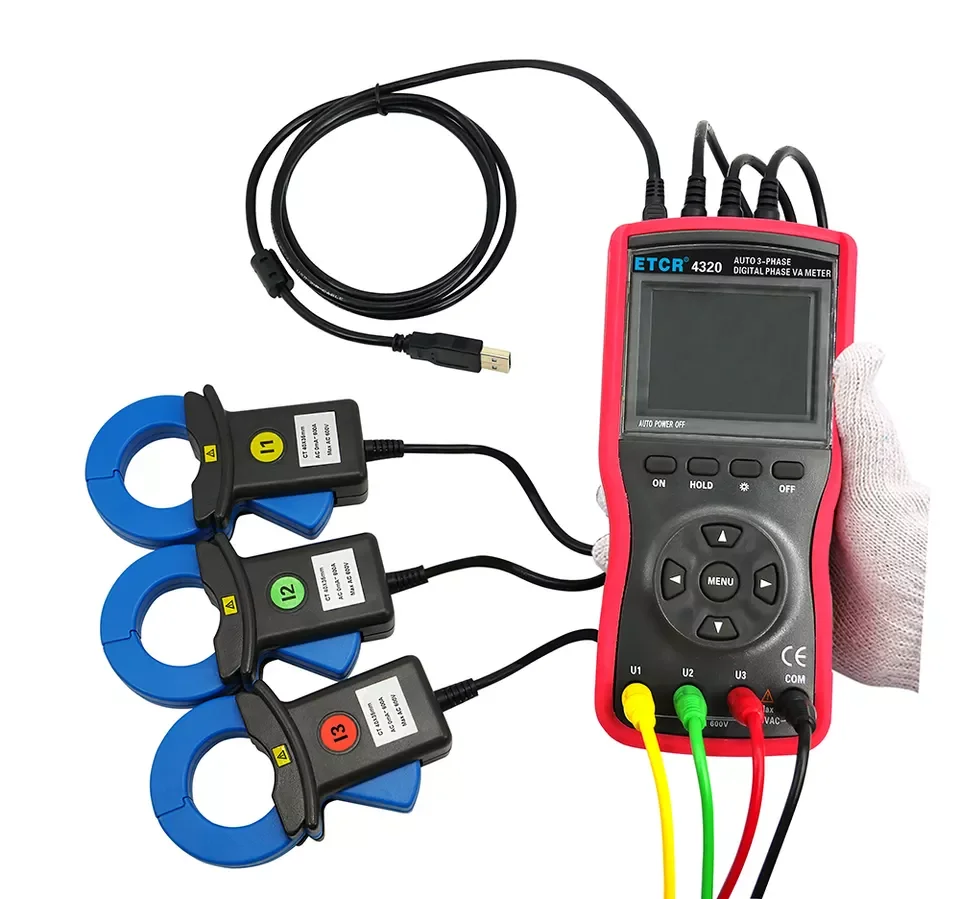 ETCR4320 Three-phase Digital Phase Voltmeter Triple Clamp Automatic 0~360 Phase