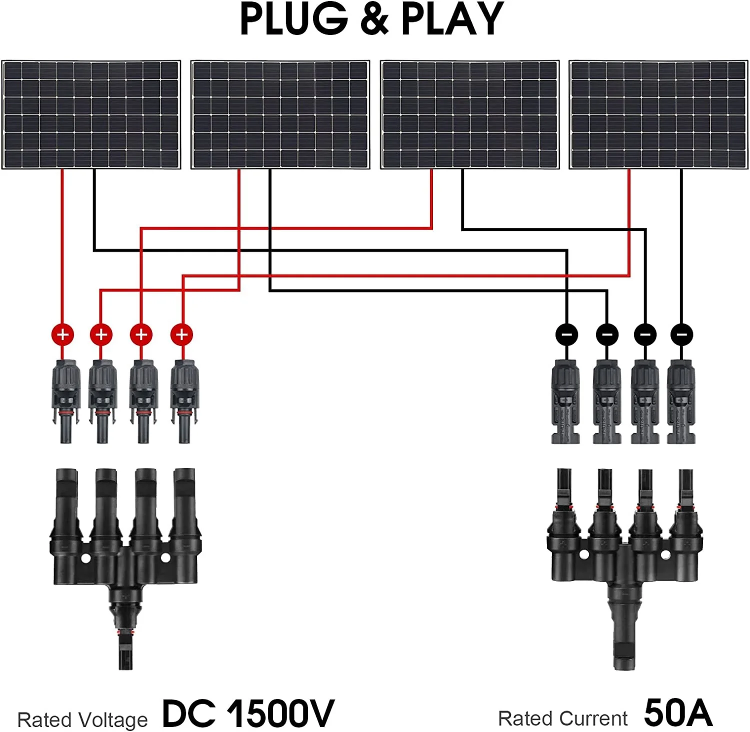 2/3/4/5/6IN 1OUT Solar Energie Adapter 2T 3T 4T 5T 6T Männlich Weiblich Solar PV T Zweig Anschlüsse Solar Panel Kabel Splitter Koppler – Detail 12