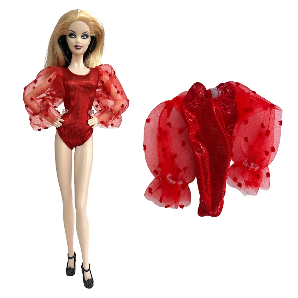 

NK 1 Pcs 30CM Princess Modern Clothes Red Bikini Swimsuit Lace Sleeves Summer Swimwear For Barbie Doll Accessories Girl Gift Toy