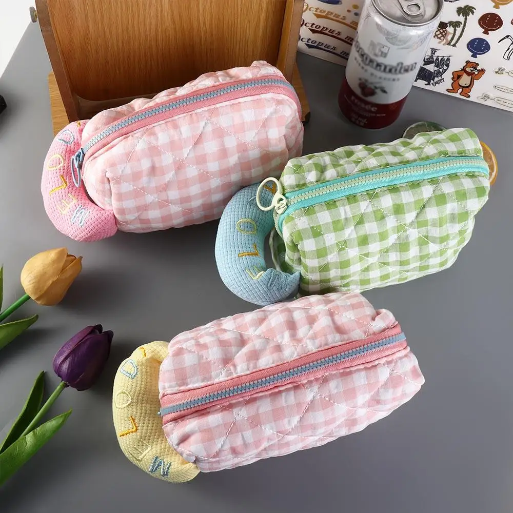 

Large Capacity Plaid Cosmetics Storage Bag Multifunctional Quilted Plaid Makeup Bag Ins Stationery Bag Plaid Wash Bag Girl